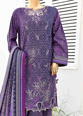 Bin Saeed Fabric - WKE-079- 3 Piece Khaddar Emboidered Stitched Suit