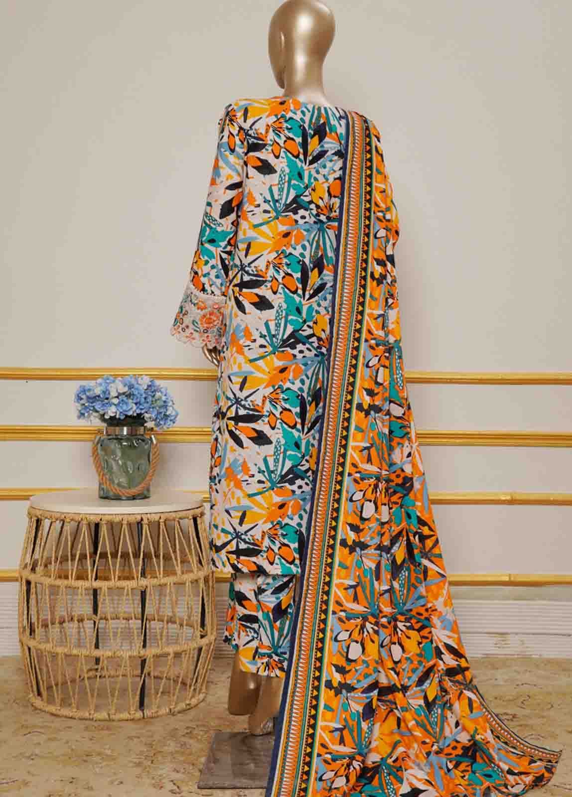 Bin Saeed Fabric - WKE-079 B-3 Piece Khaddar Embroidered Stitched Suit