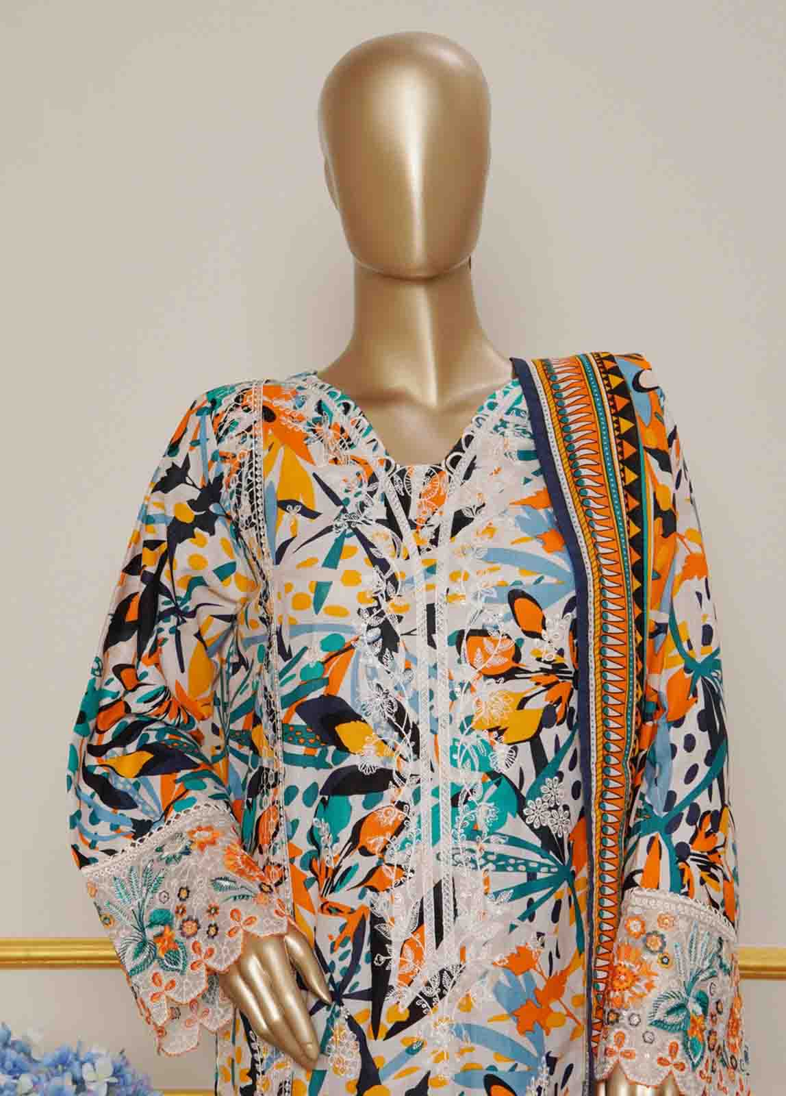 Bin Saeed Fabric - WKE-079 B-3 Piece Khaddar Embroidered Stitched Suit