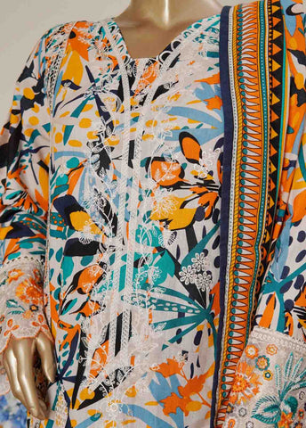 Bin Saeed Fabric - WKE-079 B-3 Piece Khaddar Embroidered Stitched Suit