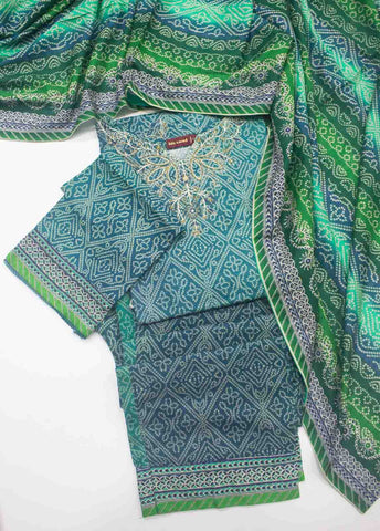 Bin Saeed Fabric - WKE-080- 3 Piece Khaddar Emboidered Stitched Suit