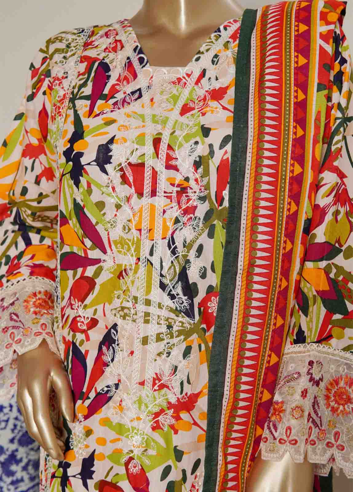 Bin Saeed Fabric - WKE-080 B- 3 Piece Khaddar Emboidered Stitched Suit