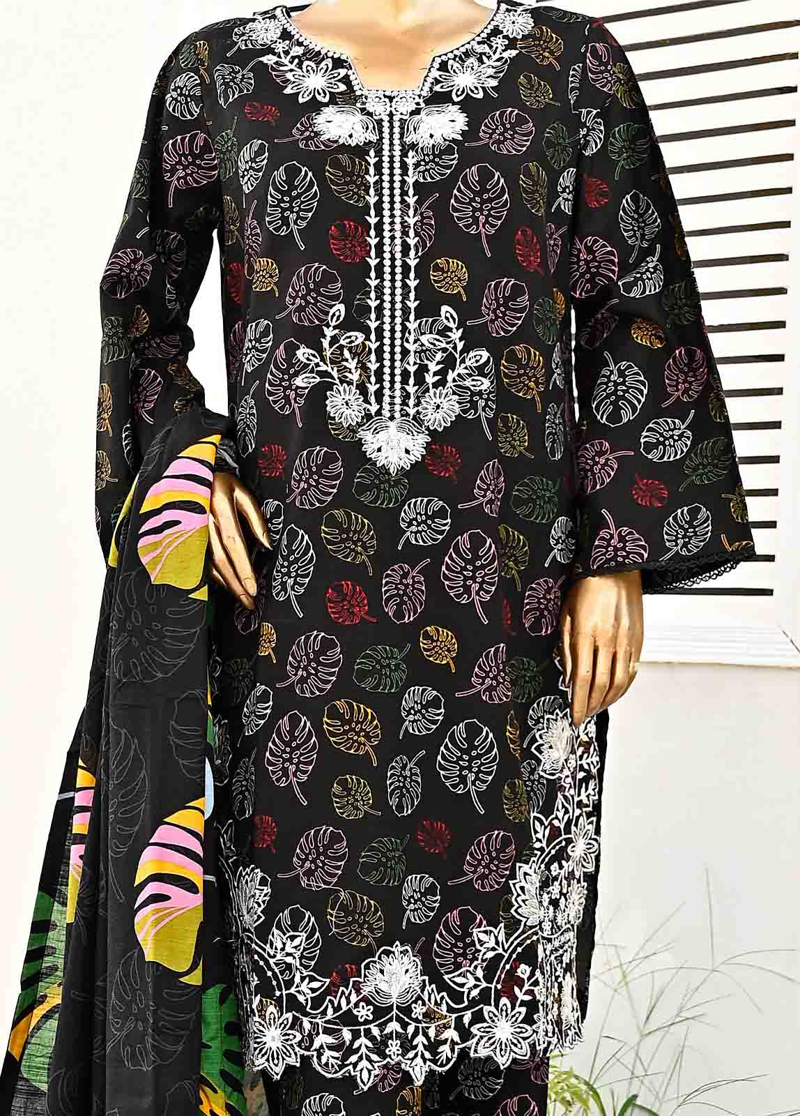 Bin Saeed Fabric - WKE-082-3 Piece Khaddar Embroidered collection