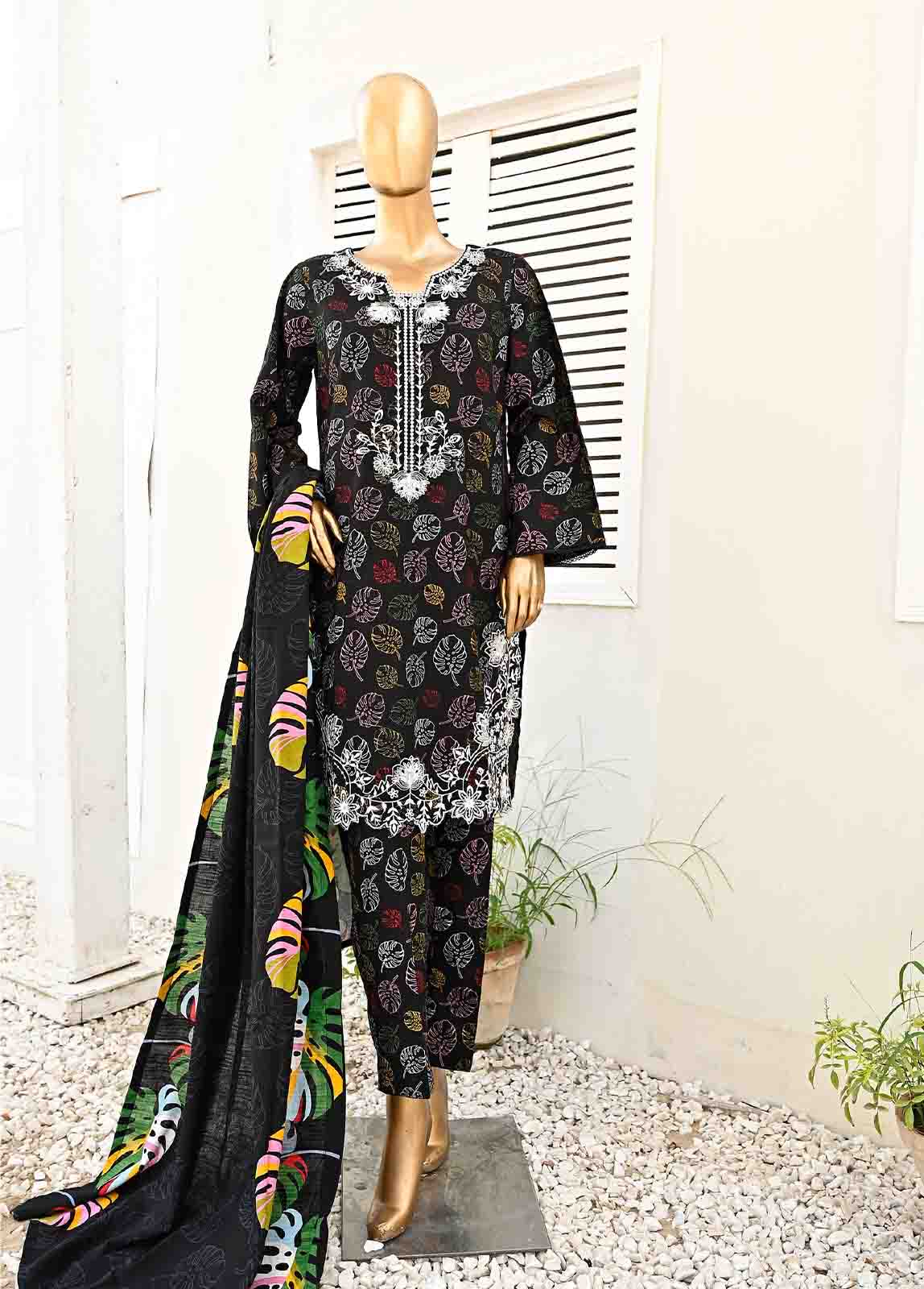 Bin Saeed Fabric - WKE-082-3 Piece Khaddar Embroidered collection