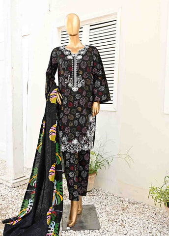 Bin Saeed Fabric - WKE-082-3 Piece Khaddar Embroidered collection