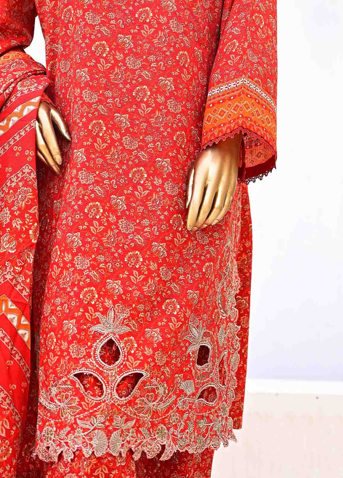 Bin Saeed Fabric - WKE-083-3 Piece Khaddar Embroidered collection