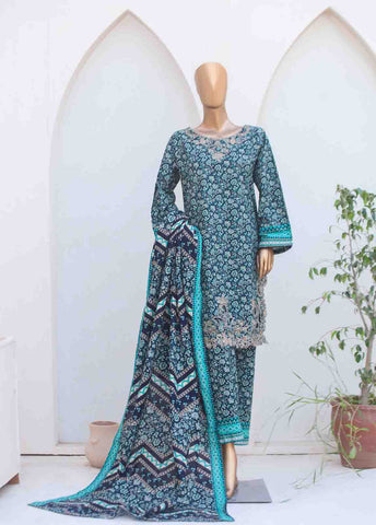 Bin Saeed Fabric - WKE-084-3 Piece Khaddar Embroidered collection