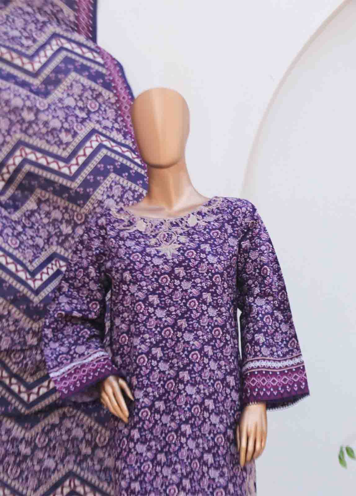 Bin Saeed Fabric - WKE-085-3 Piece Khaddar Embroidered collection