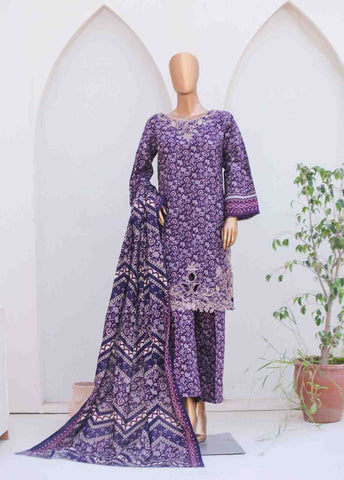 Bin Saeed Fabric - WKE-085-3 Piece Khaddar Embroidered collection