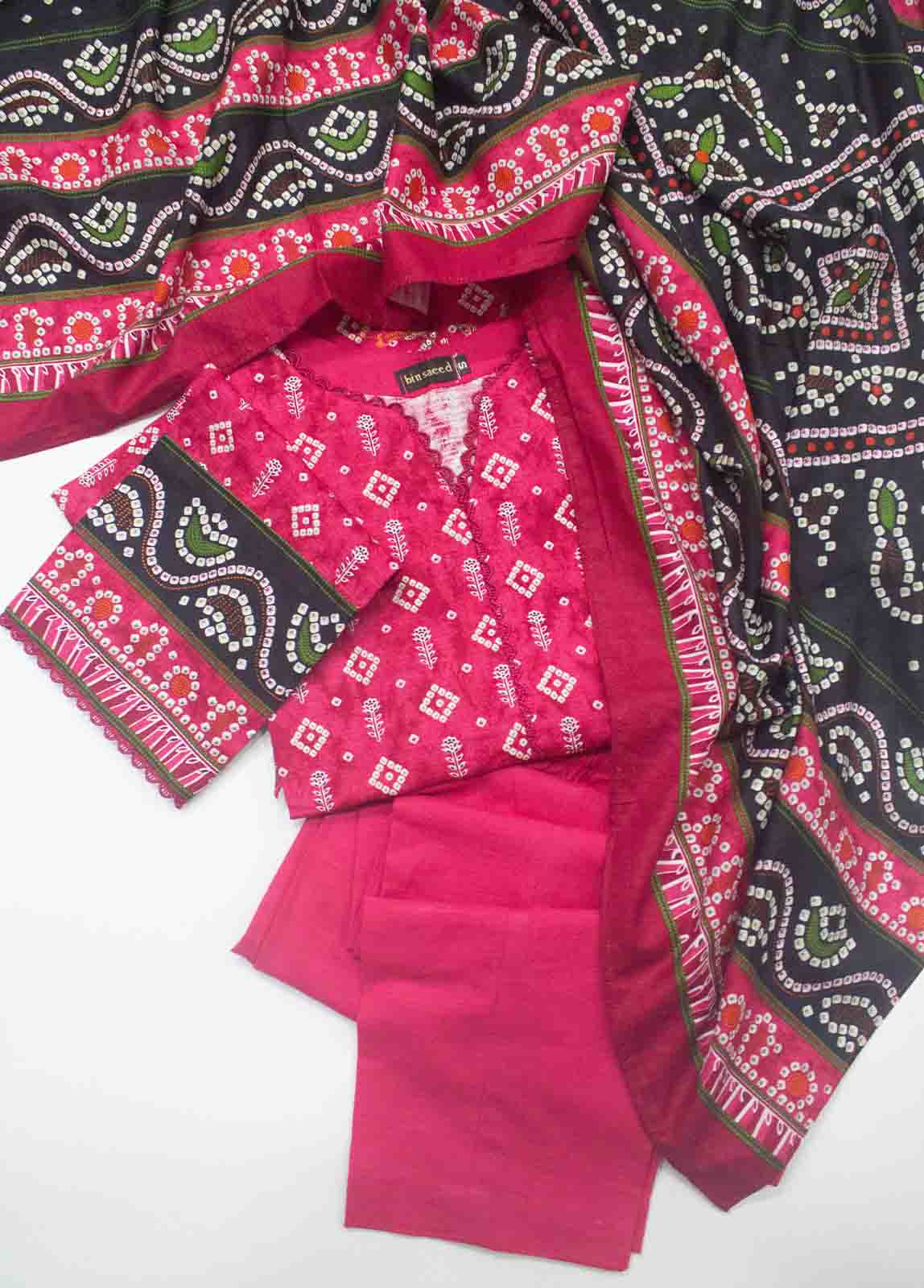 Bin Saeed Fabric - WKE-087-3 Piece Khaddar Embroidered Suit