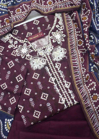 Bin Saeed Fabric - WKE-088-3 Piece Khaddar Embroidered Suit