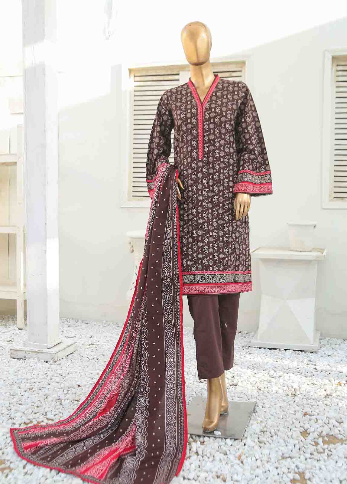 Bin Saeed Fabric - WKF-003-3 Piece Khaddar Printed