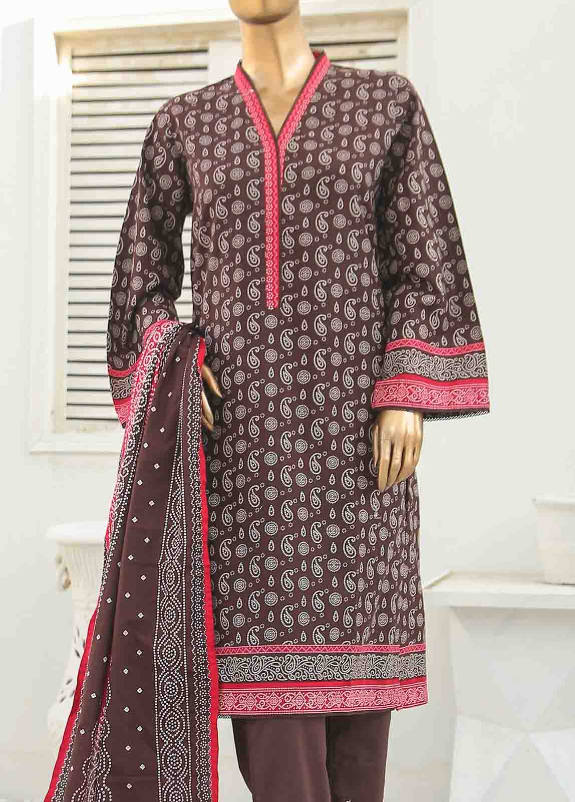 Bin Saeed Fabric - WKF-003-3 Piece Khaddar Printed
