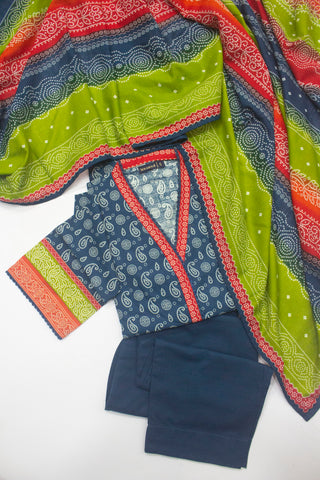 Bin Saeed Fabric - WKF-006-3 Piece Khaddar Printed Suit