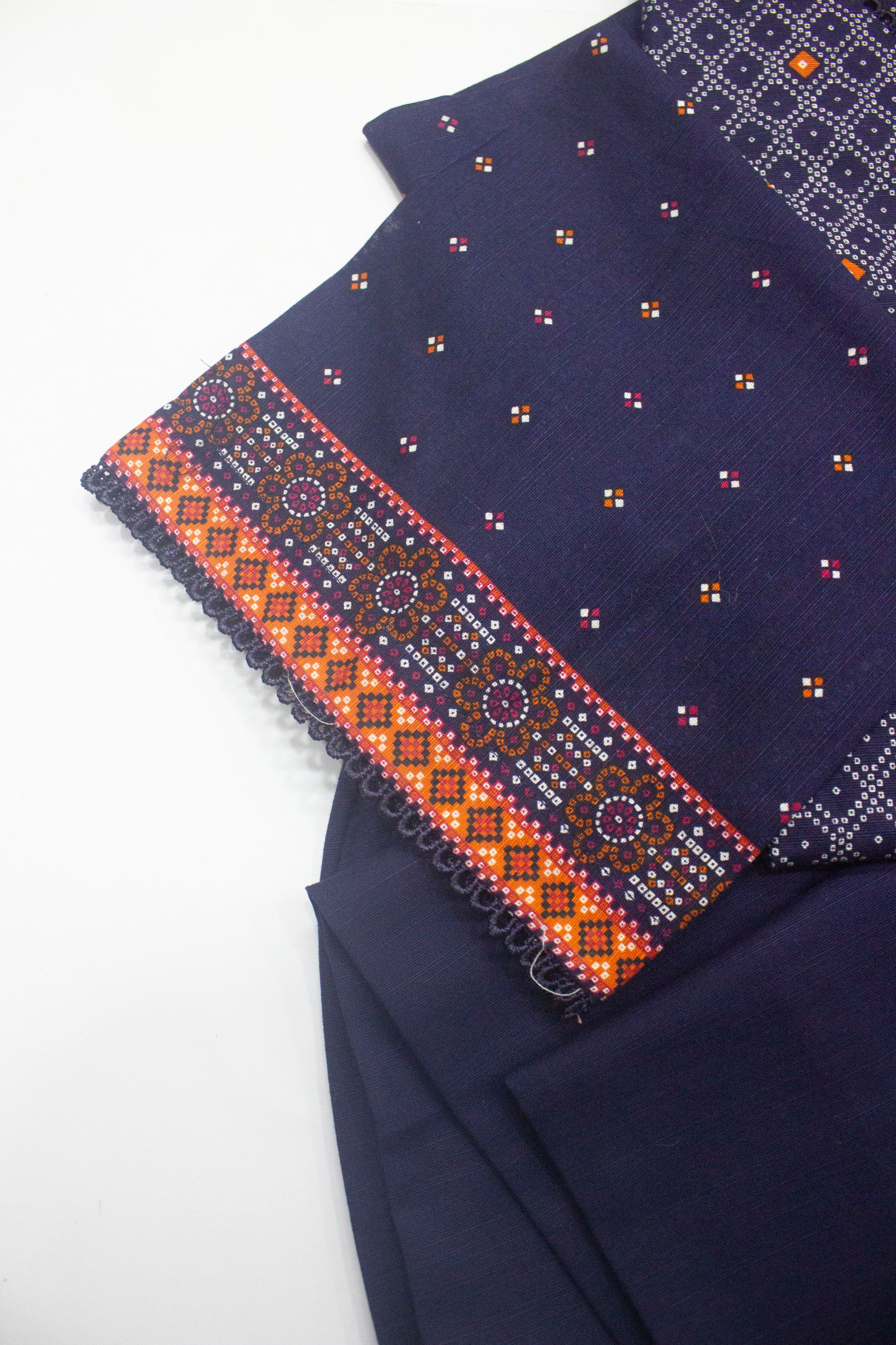 Bin Saeed Fabric - WKF-009-3 Piece Khaddar Printed Suit