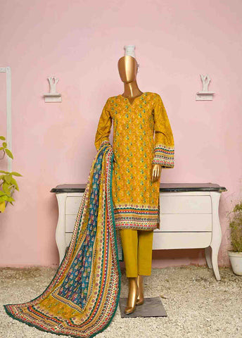 Bin Saeed Fabric - WKF-0127-3 Piece Khaddar Printed collection