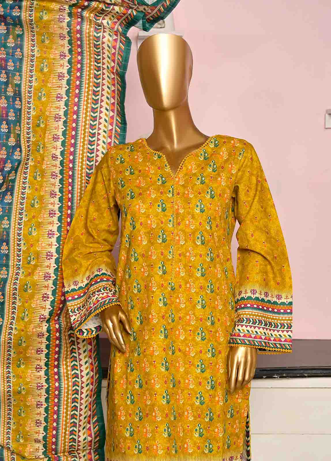 Bin Saeed Fabric - WKF-0127-3 Piece Khaddar Printed collection