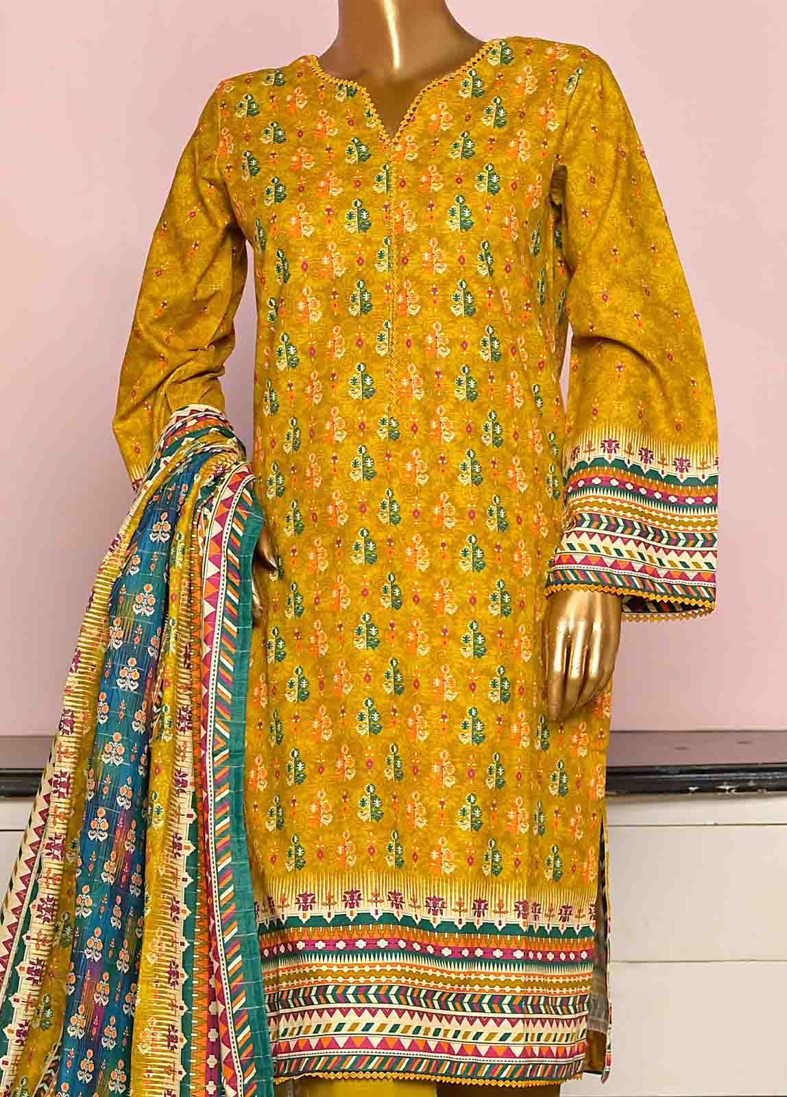 Bin Saeed Fabric - WKF-0127-3 Piece Khaddar Printed collection