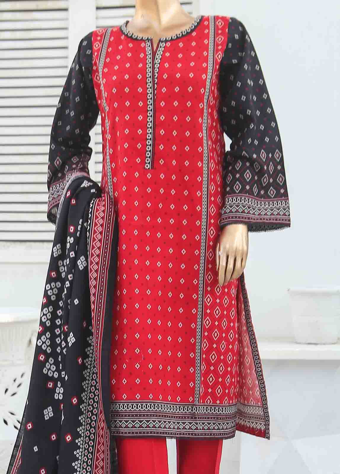 Bin Saeed Fabric - WKF-013-3 Piece Khaddar Printed