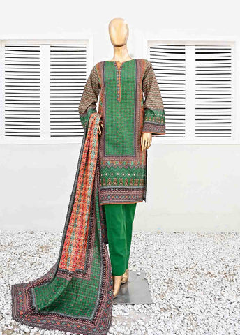 Bin Saeed Fabric - WKF-0131-3 Piece Khaddar Printed collection