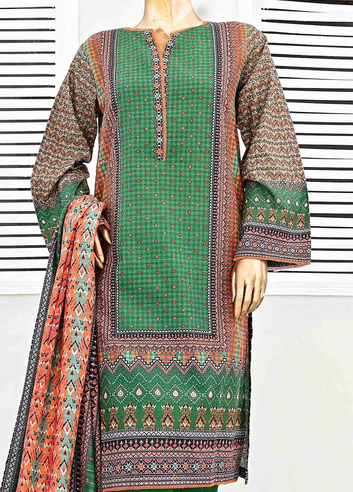 Bin Saeed Fabric - WKF-0131-3 Piece Khaddar Printed collection