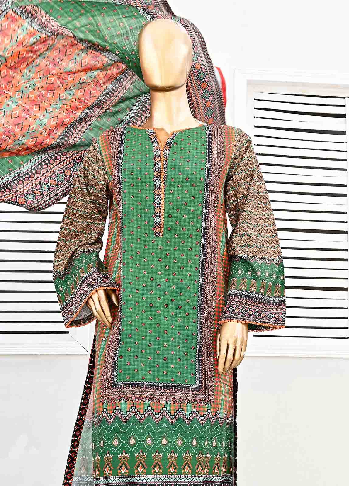 Bin Saeed Fabric - WKF-0131-3 Piece Khaddar Printed collection