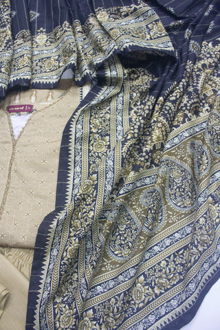 Bin Saeed Fabric - WKF-0140-3 Piece Khaddar Printed Suit