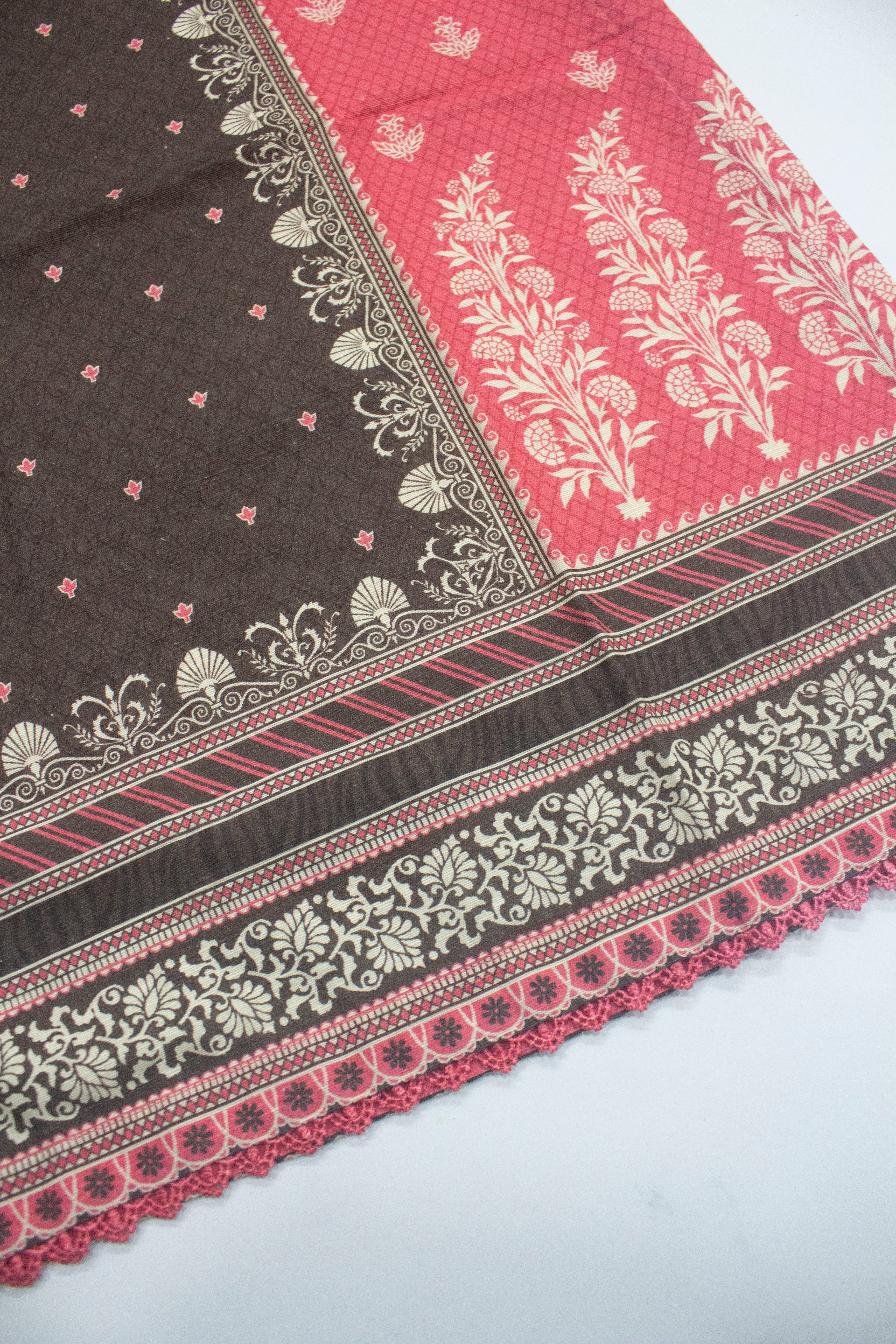 Bin Saeed Fabric - WKF-0148-3 Piece Khaddar Printed Suit