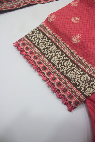 Bin Saeed Fabric - WKF-0148-3 Piece Khaddar Printed Suit