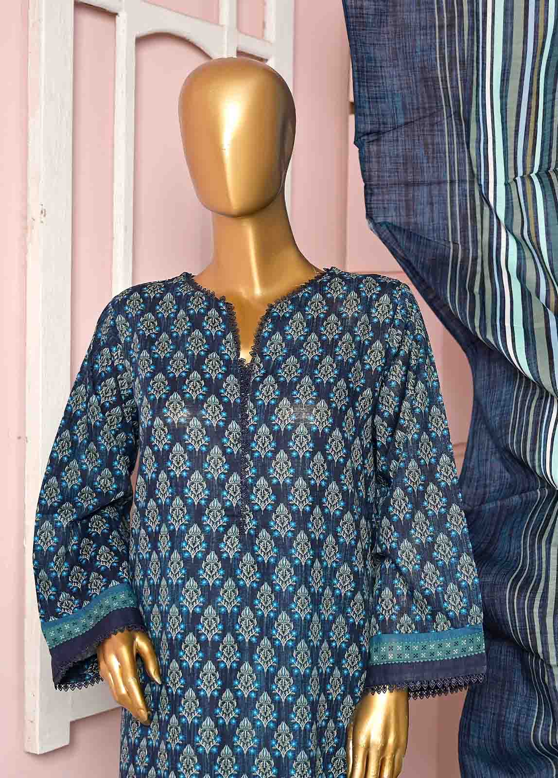 Bin Saeed Fabric - WKF-0156-3 Piece Khaddar Printed collection