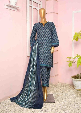 Bin Saeed Fabric - WKF-0156-3 Piece Khaddar Printed collection