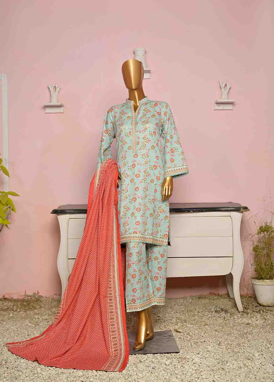 Bin Saeed Fabric - WKF-0159-3 Piece Khaddar Printed collection