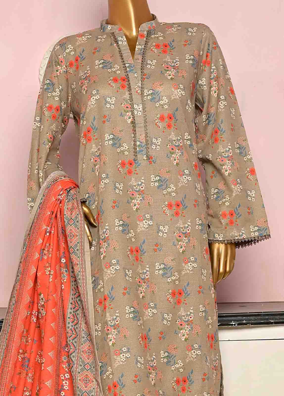 Bin Saeed Fabric - WKF-0162-3 Piece Khaddar Printed collection