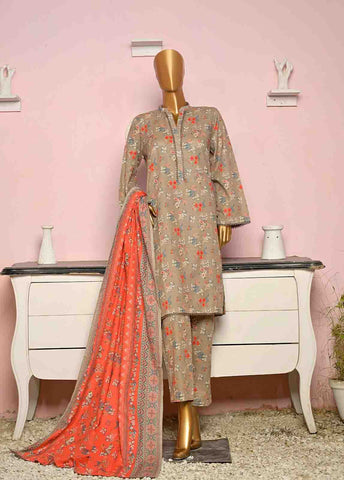 Bin Saeed Fabric - WKF-0162-3 Piece Khaddar Printed collection