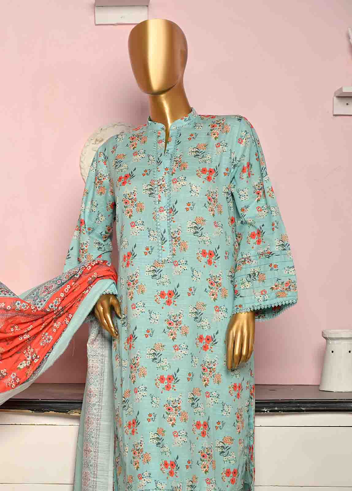 Bin Saeed Fabric - WKF-0163-3 Piece Khaddar Printed collection