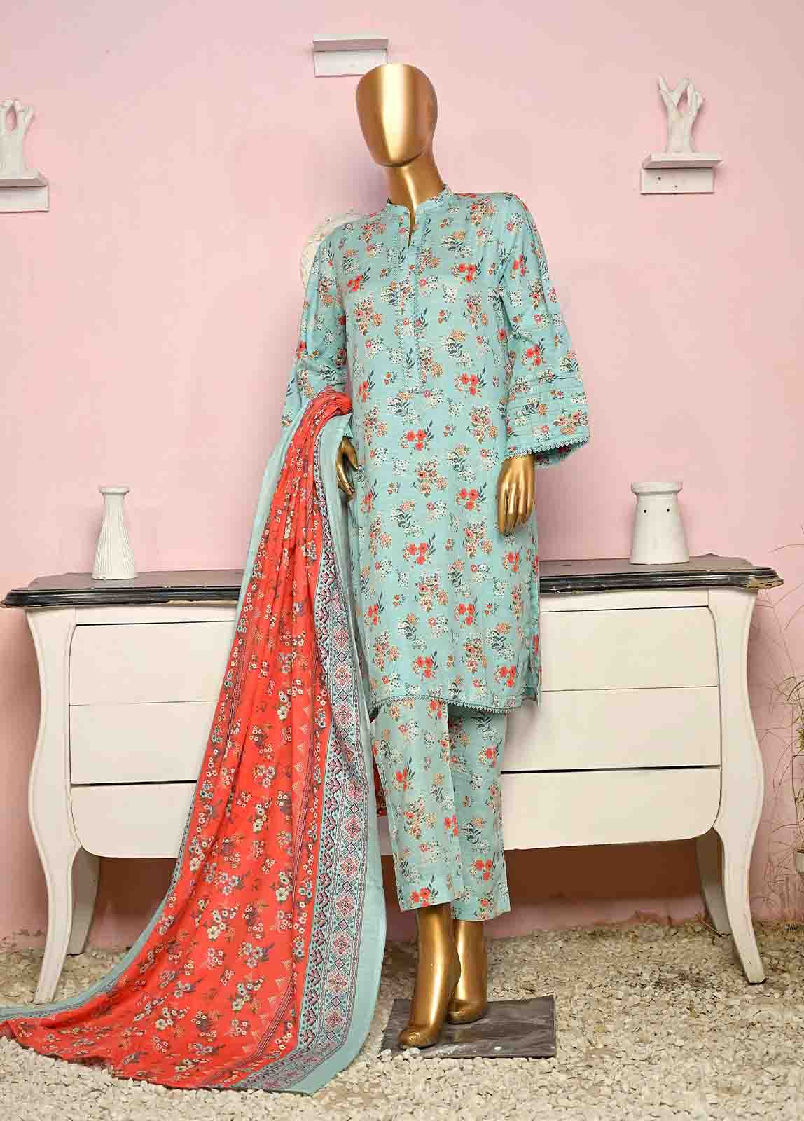 Bin Saeed Fabric - WKF-0163-3 Piece Khaddar Printed collection