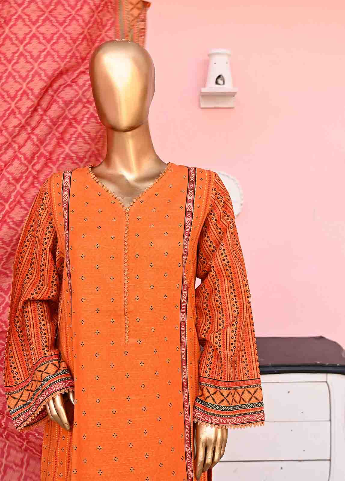 Bin Saeed Fabric - WKF-030-3 Piece Khaddar Printed collection