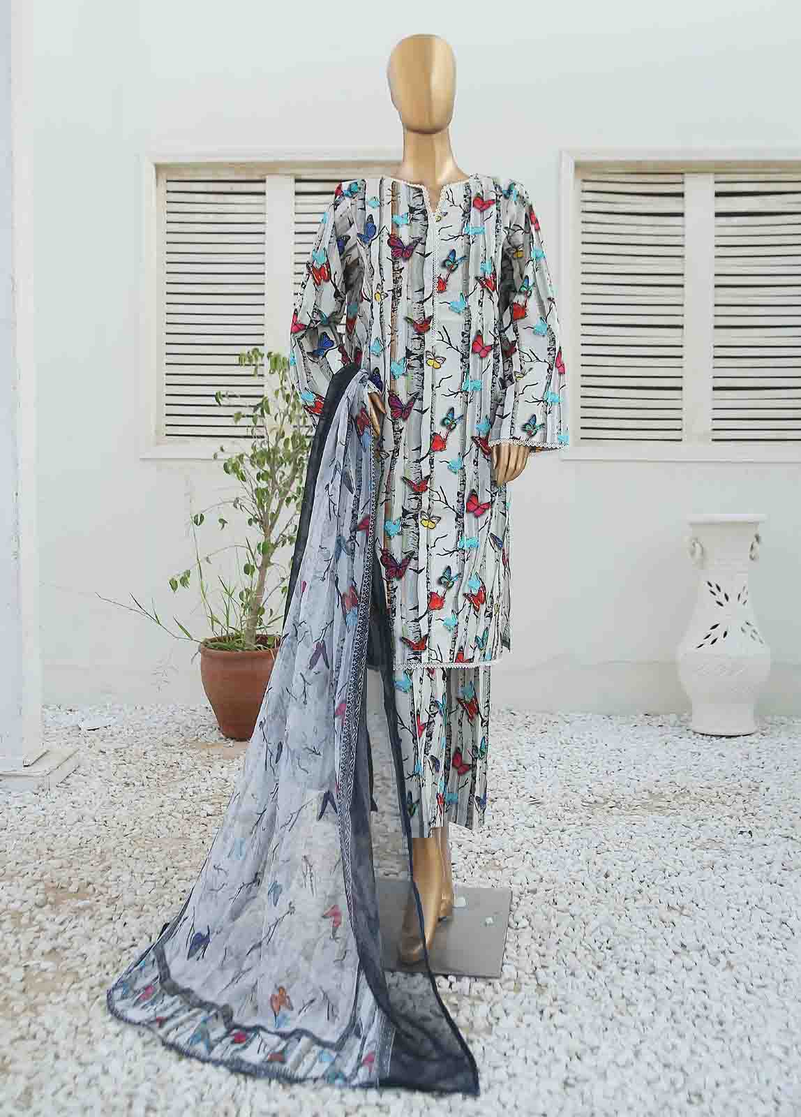 Bin Saeed Fabric - WKF-033-3 Piece Khaddar Printed collection