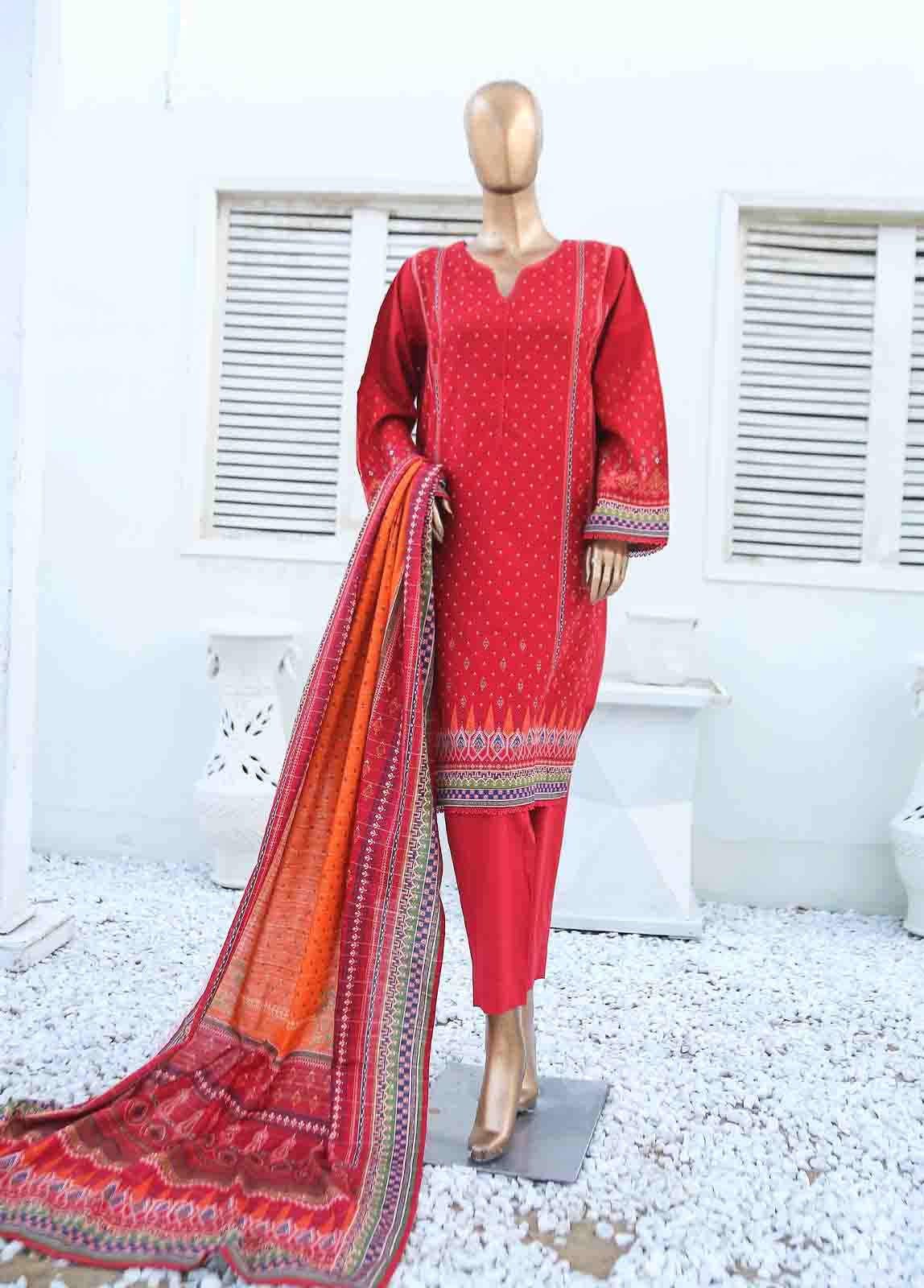 Bin Saeed Fabric - WKF-042-3 Piece Khaddar Printed