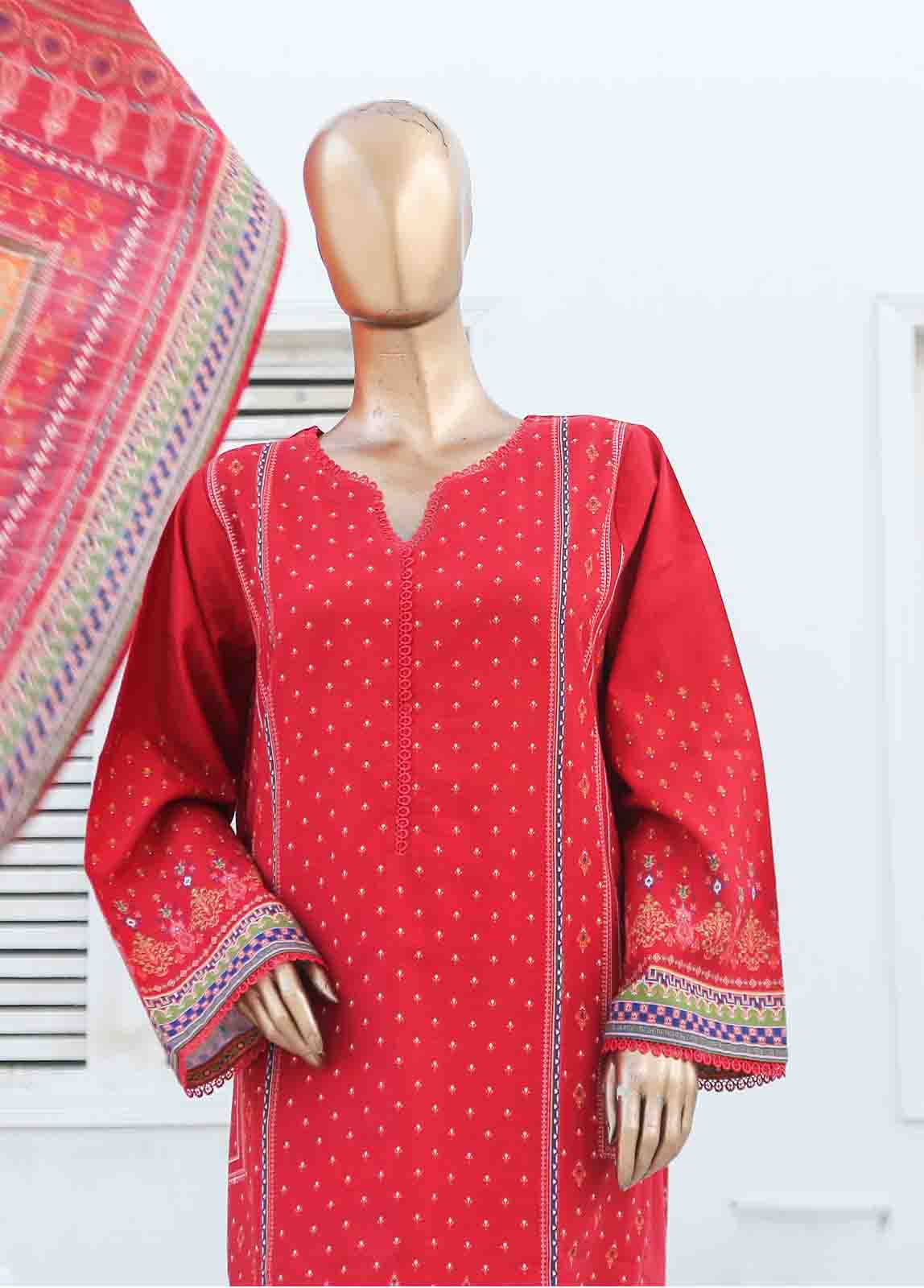 Bin Saeed Fabric - WKF-042-3 Piece Khaddar Printed