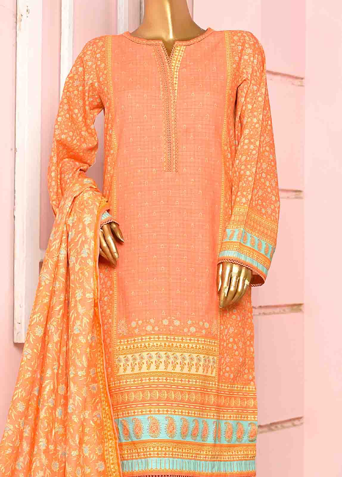 Bin Saeed Fabric - WKF-045-3 Piece Khaddar Printed collection