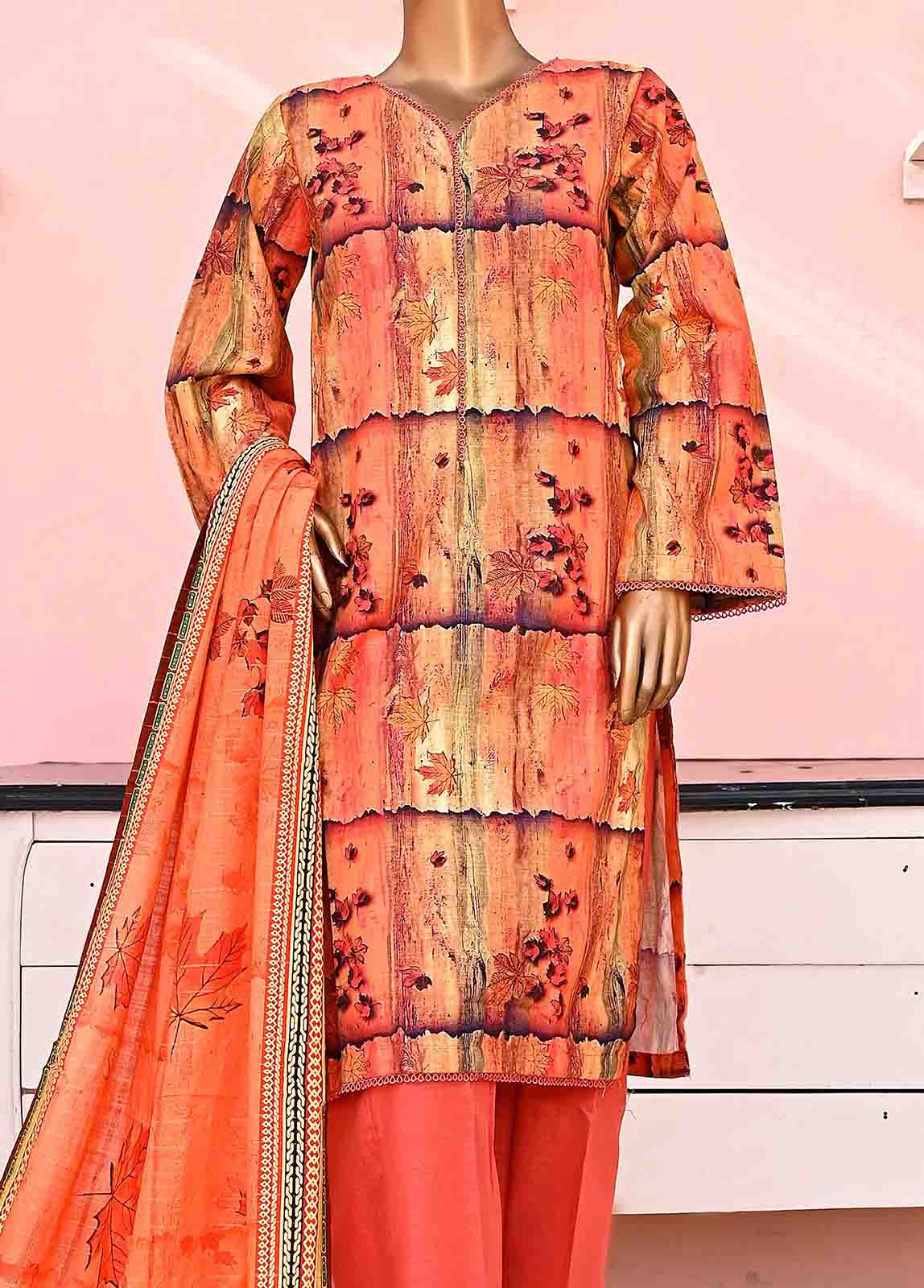 Bin Saeed Fabric - WKF-050-3 Piece Khaddar Printed