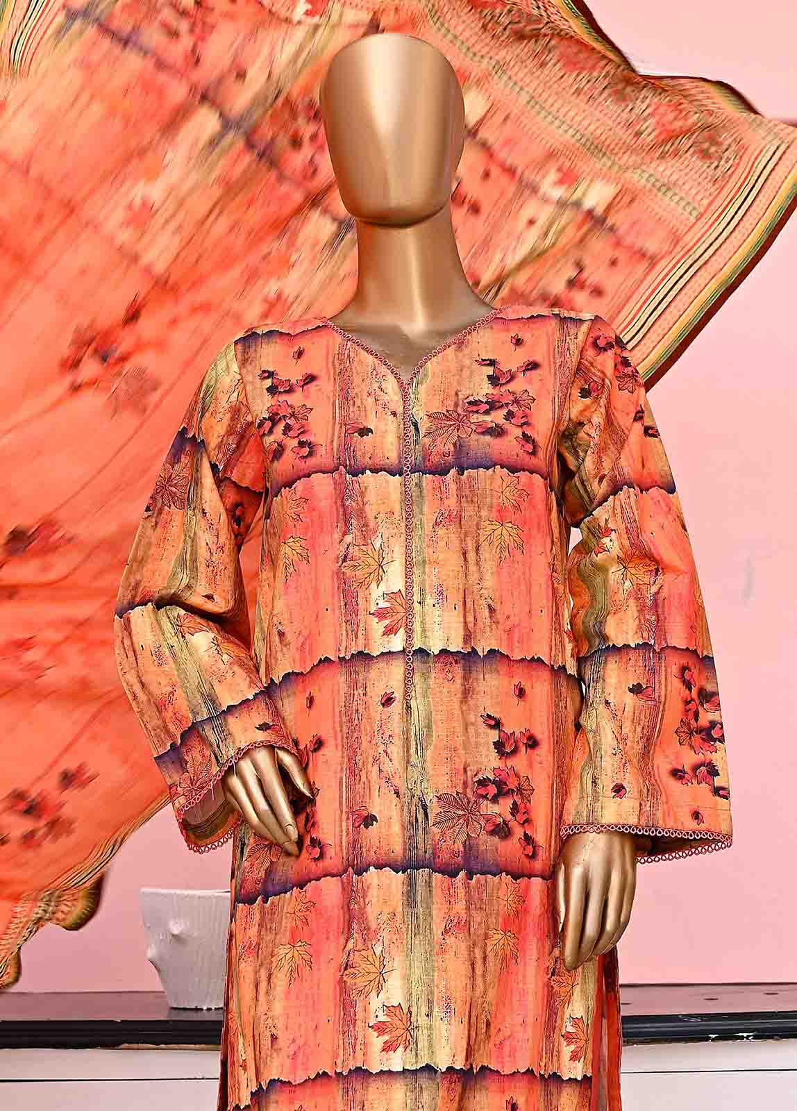 Bin Saeed Fabric - WKF-050-3 Piece Khaddar Printed