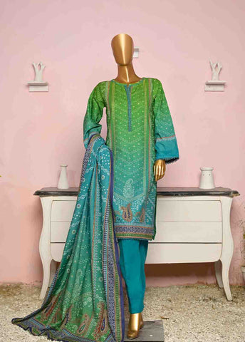 Bin Saeed Fabric - WKF-056-3 Piece Khaddar Printed collection