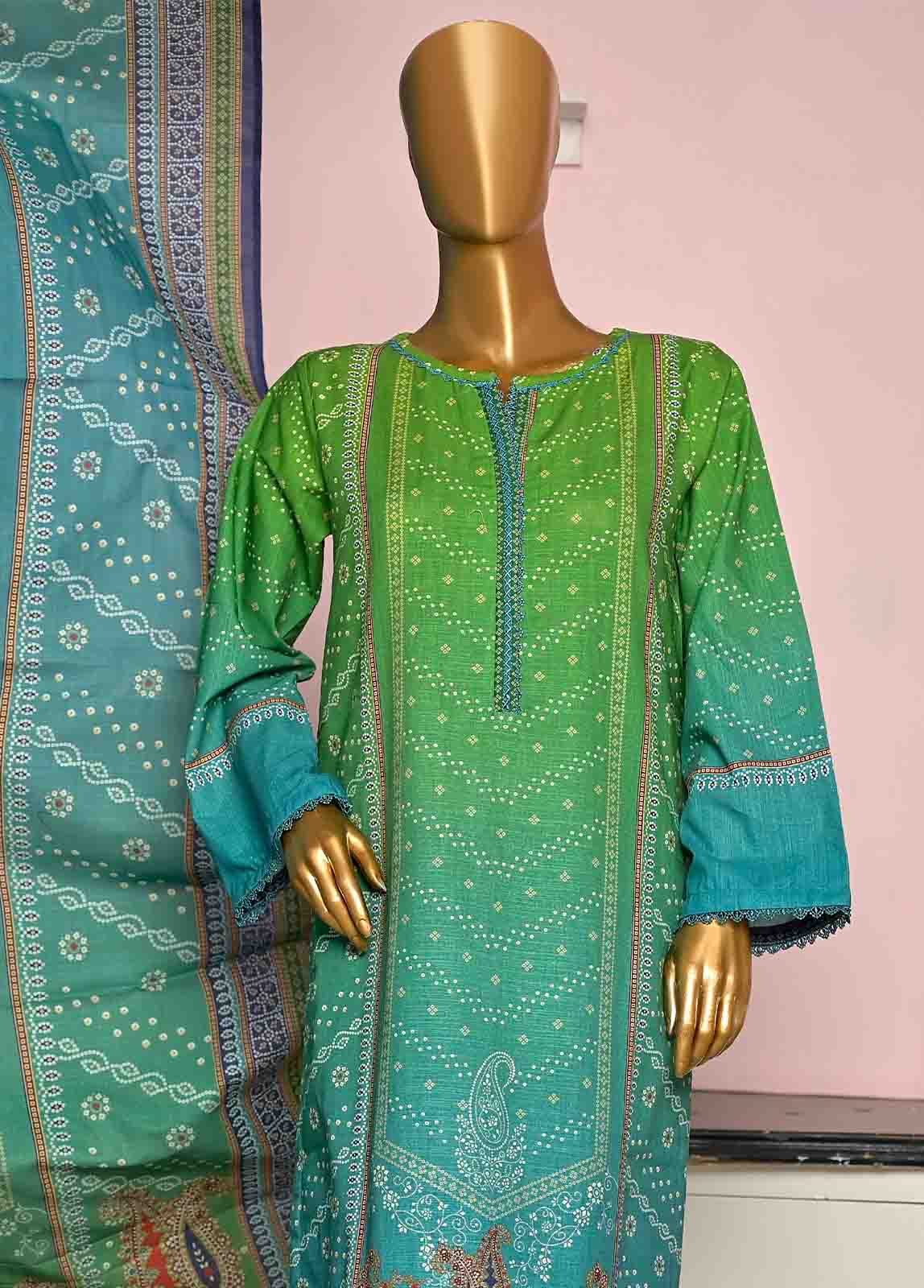 Bin Saeed Fabric - WKF-056-3 Piece Khaddar Printed collection