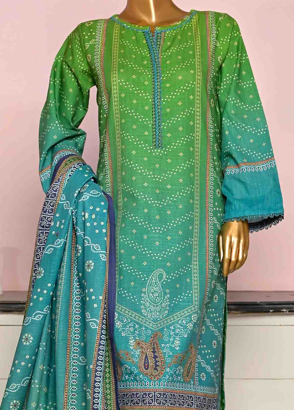 Bin Saeed Fabric - WKF-056-3 Piece Khaddar Printed collection