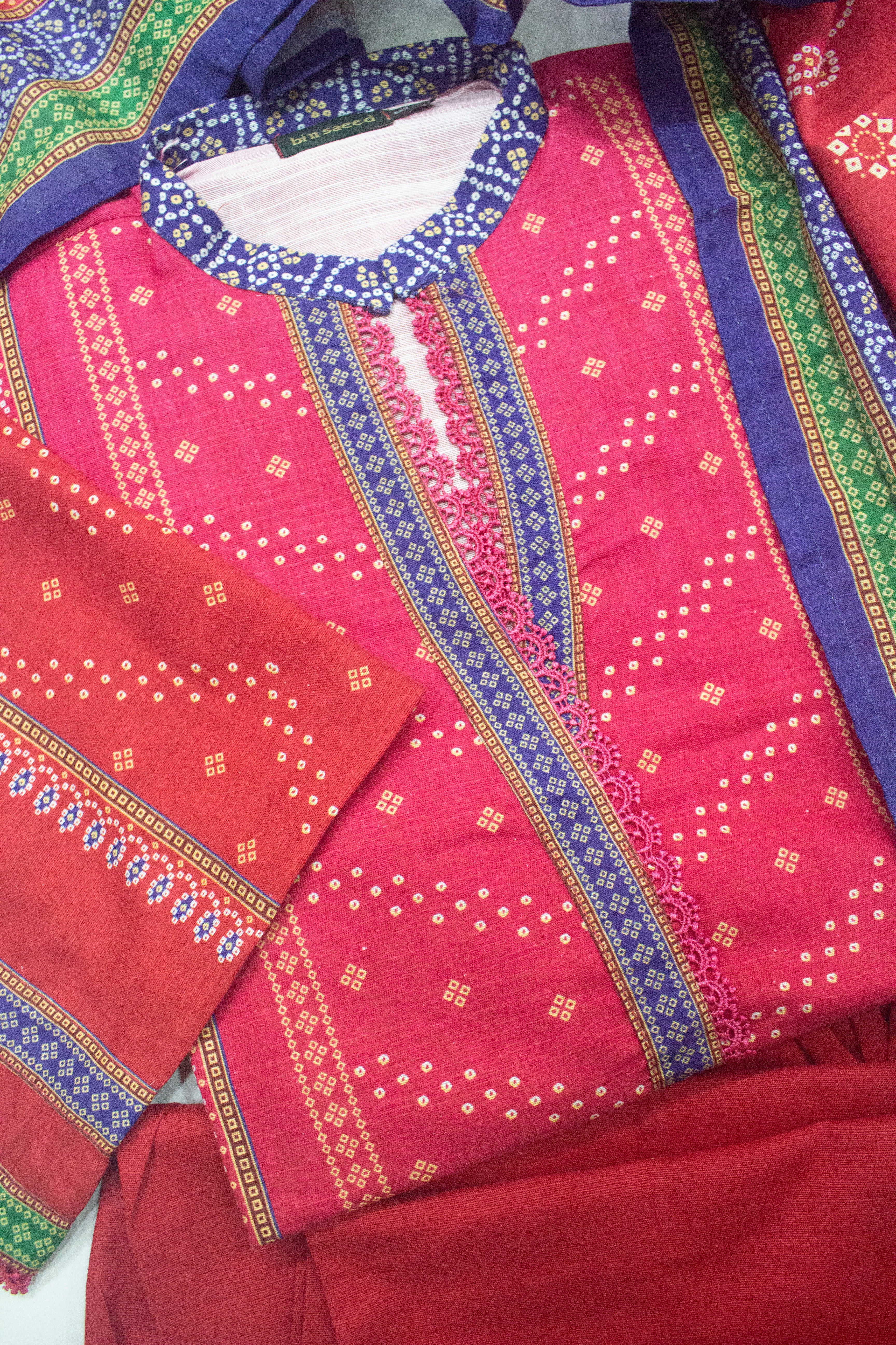 Bin Saeed Fabric - WKF-057-3 Piece Khaddar Printed Suit