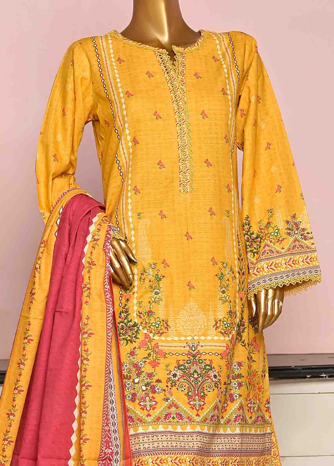 Bin Saeed Fabric - WKF-060-3 Piece Khaddar Printed collection