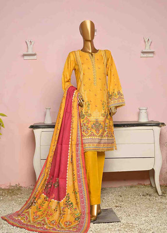 Bin Saeed Fabric - WKF-060-3 Piece Khaddar Printed collection