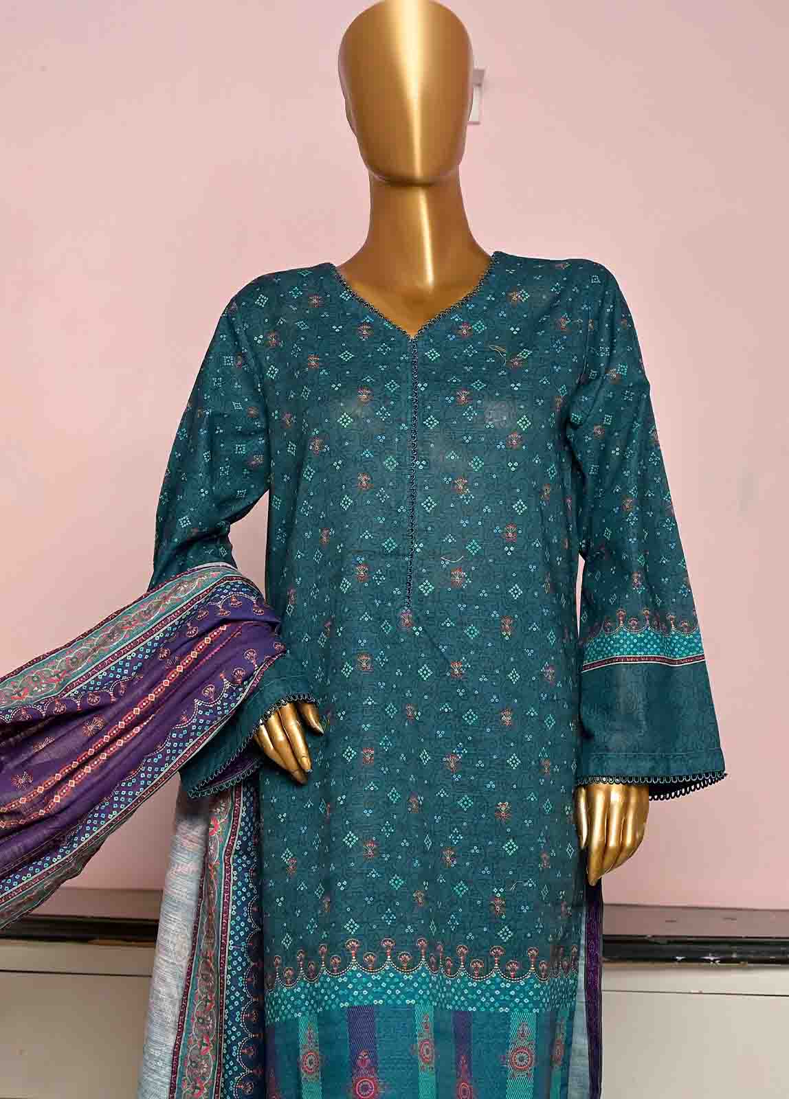 Bin Saeed Fabric - WKF-062-3 Piece Khaddar Printed collection